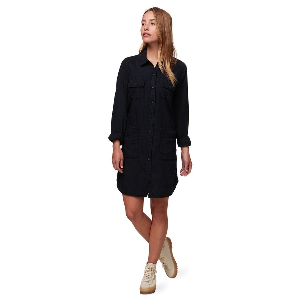 KAVU women's size Small short dress black button up casual fall wear